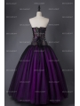 Purple and Black Steampunk Style Gothic Corset Long Prom Dress