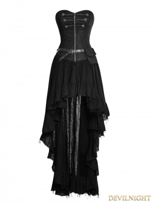 Black Steampunk High-Low Corset Dress