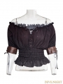 Ivory Steampunk Slash Neck T-shirt for Women 