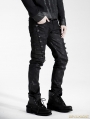 Black Gothic Male Rivet Side Decorated Jeans 