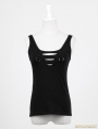 Black Gothic Punk Vest with Broken-hole For Women