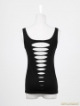 Black Gothic Punk Vest with Broken-hole For Women