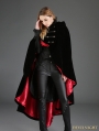 Black Gothic Female Woolen Long Hoodie Coat 