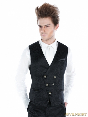 Black Gothic Palace Style Vest For Men
