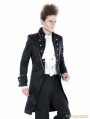 Black Gothic Palace Style Mens Long Jacket with Coffee Hem