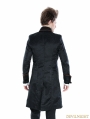 Black Gothic Palace Style Mens Long Jacket with Coffee Hem