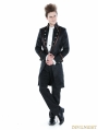 Black Gothic Palace Style Mens Long Jacket with Coffee Hem