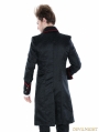 Black Gothic Palace Style Mens Long Jacket with Red Hem