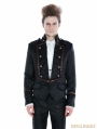 Black Gothic Palace Style Mens Short Jacket with Coffee Hem