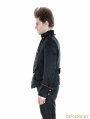 Black Gothic Palace Style Mens Short Jacket with Coffee Hem