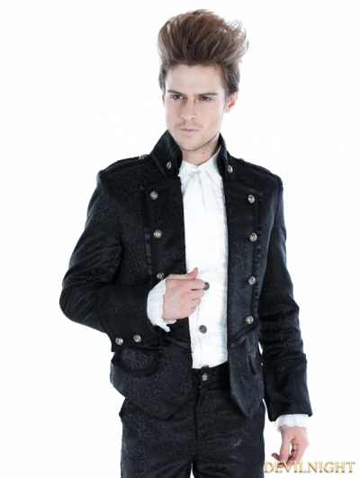 Black Gothic Palace Style Mens Short Jacket