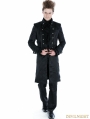 Black Gothic Military Style Male Long Coat
