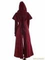 Red Gothic Military Style Long Hoodie Cape Coat For Women