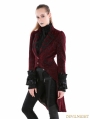 Red Gothic Palace Style Velvet Coat For Women