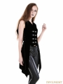 Black Gothic Military Womens Long Vest with Hood