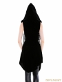 Black Gothic Military Womens Long Vest with Hood