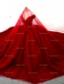 Red Beading Off-the-Shoulder Ball Gown Gothic Wedding Dress