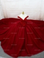 Red Beading Off-the-Shoulder Ball Gown Gothic Wedding Dress