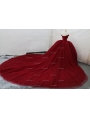 Red Beading Off-the-Shoulder Ball Gown Gothic Wedding Dress
