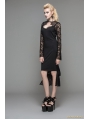 Black Gothic Pencil Midi Dress with Lace Sleeves