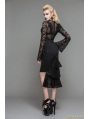 Black Gothic Pencil Midi Dress with Lace Sleeves