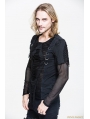 Black Gothic Hole Mesh Shirt for Men