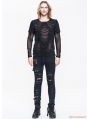 Black Gothic Hole Mesh Shirt for Men