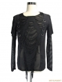 Black Gothic Hole Mesh Shirt for Men