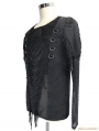 Black Gothic Hole Mesh Shirt for Men