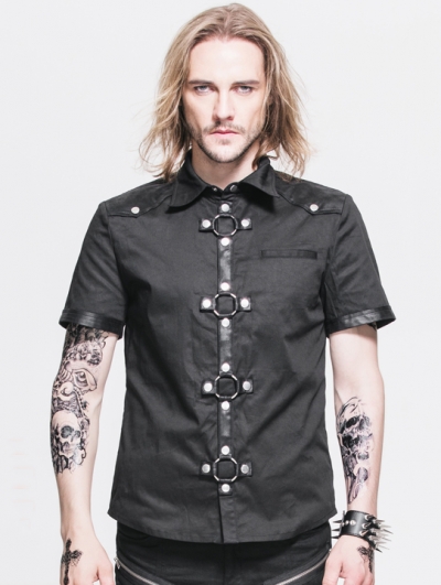 Black Gothic Punk Short Sleeves Shirt for Men
