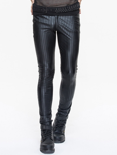 Black Gothic Stripe Trousers for Men
