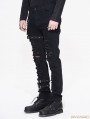 Black Gothic Punk Buckle Blet Trousers for Men