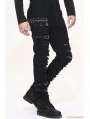 Black Gothic Punk Buckle Blet Trousers for Men