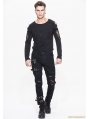 Black Gothic Punk Buckle Blet Trousers for Men