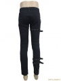 Black Gothic Punk Buckle Blet Trousers for Men