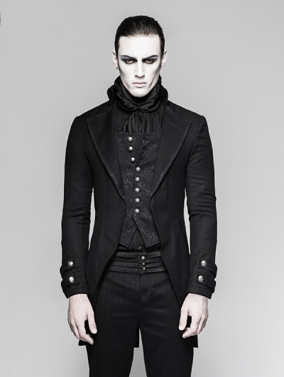 Black Gothic Gentleman Steampunk Fake Two-pieces Jacket for Men