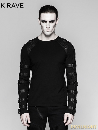 Black Gothic Iron man heavy metal long sleeve T-shirt for Men