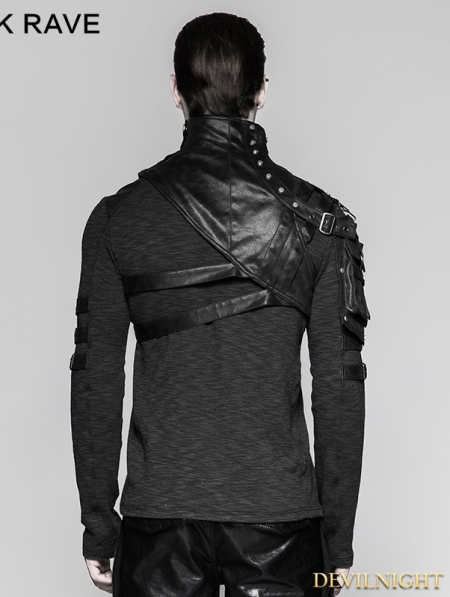 Black Mechanical Steampunk Armor Short Jacket for Men - Devilnight.co.uk