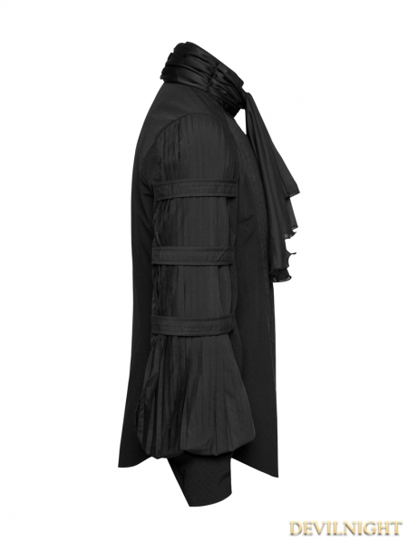 Black Gothic Gentleman Blouse with Necktie - Devilnight.co.uk