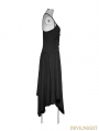 Black Gothic Suspender Asymmetric Long Dress