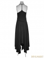 Black Gothic Suspender Asymmetric Long Dress