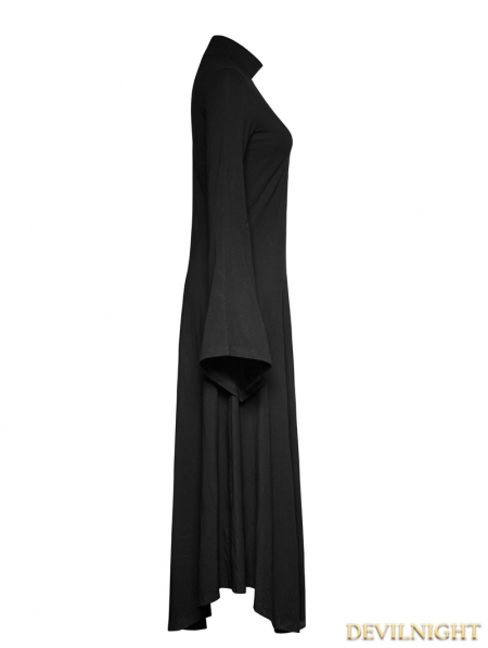 Gothic Dark Cross Hollow-out Trumpet Sleeves Slim Long Dress ...