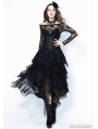 Black Gothic Punk Messy Mesh and Lace Skirt