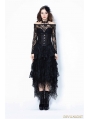 Black Gothic Punk Messy Mesh and Lace Skirt