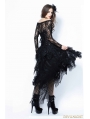 Black Gothic Punk Messy Mesh and Lace Skirt