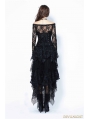 Black Gothic Punk Messy Mesh and Lace Skirt