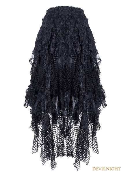 Black Gothic Punk Messy Mesh and Lace Skirt - Devilnight.co.uk