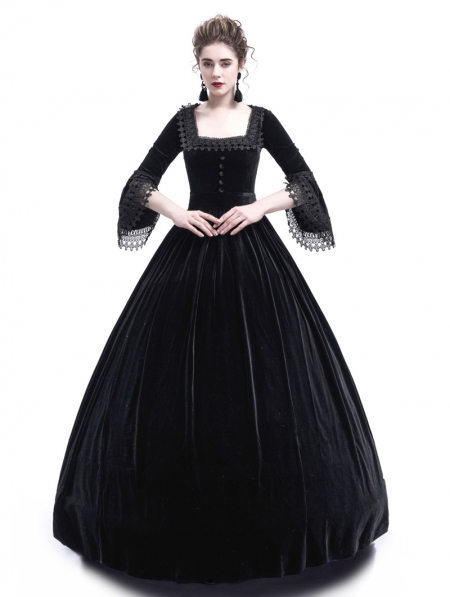Black Velvet Marie Antoinette Queen Theatrical Victorian Dress ...