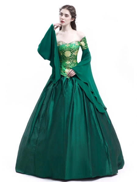 Green Fancy Theatrical Victorian Costume Dress - Devilnight.co.uk