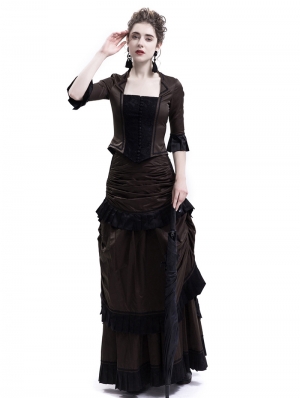 Brown Victorian Bustle Dress